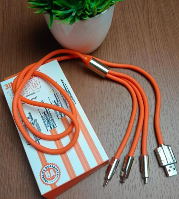 Kabel USB 3in1 120W Type-C/Micro/Lightning AK-07 Kabel Multifungsi - Gambar 3