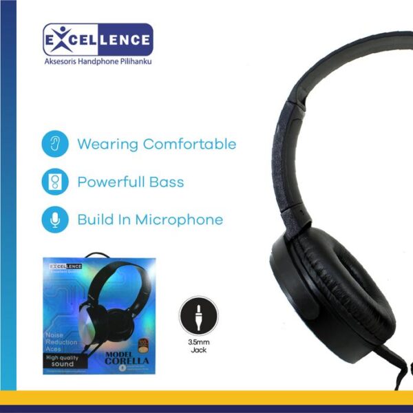 Handsfree Excellence Corella High Quality Sound Peredam Kebisingan Headphone Earphones Handphone - Gambar 3