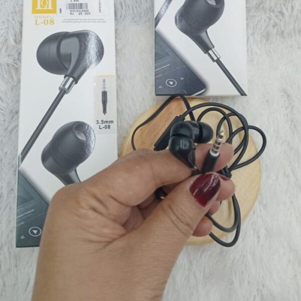Handsfree Stereo Bass L08 Jack 3.5mm Earphone Headphone - Gambar 2