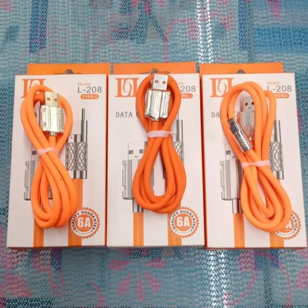 Kabel Data Fast Plat Besi L208 Lightning/Micro/Type-C - Gambar 5