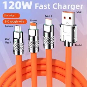 Kabel USB 3in1 120W Type-C/Micro/Lightning AK-07 Kabel Multifungsi