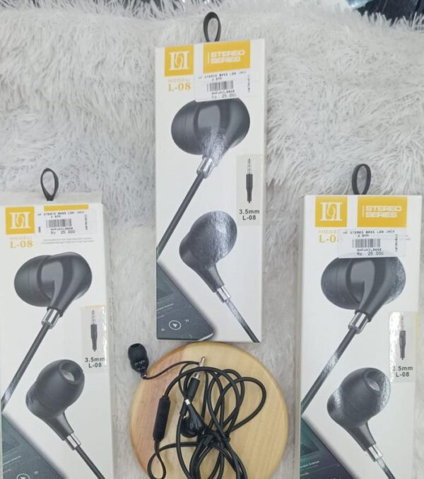 Handsfree Stereo Bass L08 Jack 3.5mm Earphone Headphone - Gambar 3