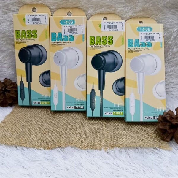 Handsfree Stereo Bass R06 Jack 3.5mm Earphone Headset Headphone - Gambar 6