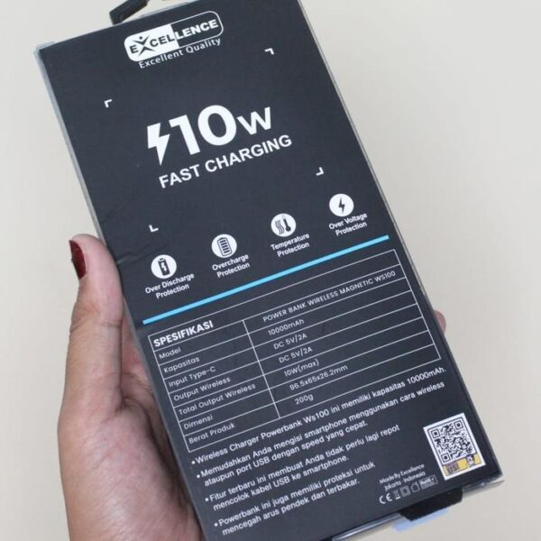 Travel Charger Powerbank Excellence Wireless 10W 10000mAh Power Bank - Gambar 4