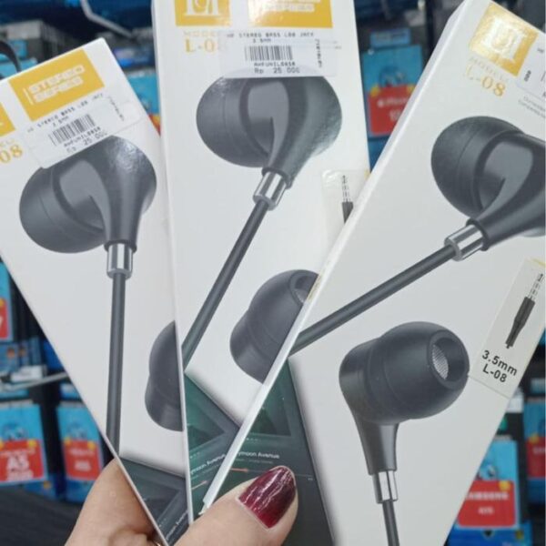 Handsfree Stereo Bass L08 Jack 3.5mm Earphone Headphone - Gambar 4