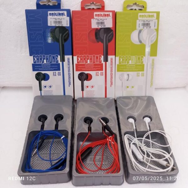 Handsfree Stereo Bass AZ-48 Jack 3.5mm Earphone Headset Headphone - Gambar 3