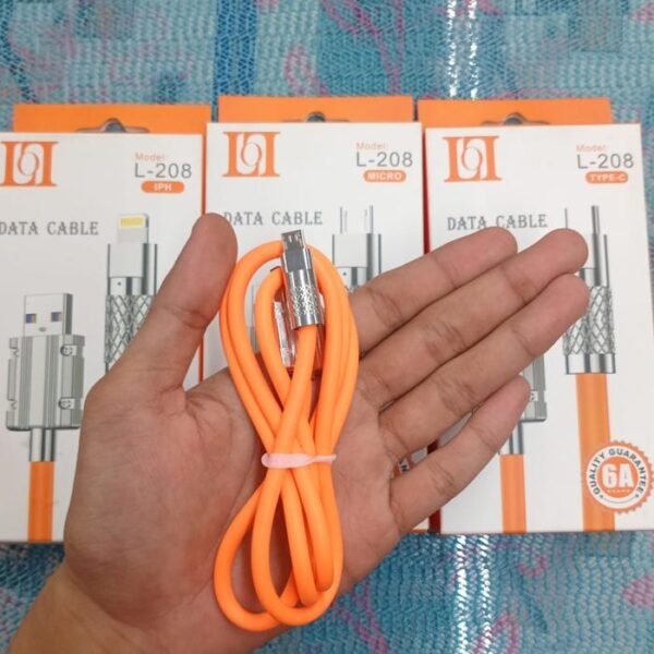 Kabel Data Fast Plat Besi L208 Lightning/Micro/Type-C - Gambar 2