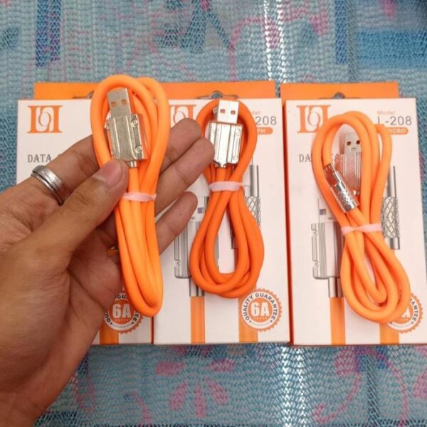 Kabel Data Fast Plat Besi L208 Lightning/Micro/Type-C - Gambar 3
