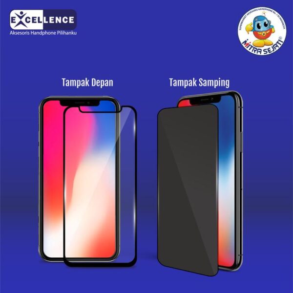 EXCELLENCE Tempered Glass Privacy Anti Spy Pelindung Layar Handphone untuk Apel Cover Ponsel Protector Aksesoris - Gambar 3