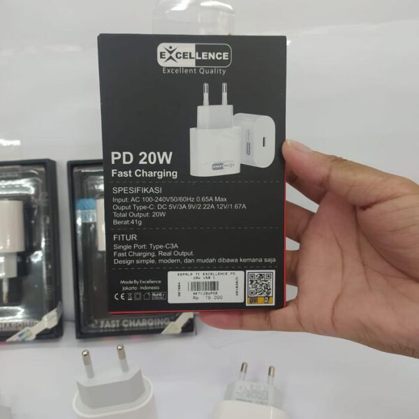 Kepala Charger Excellence PD 20W USB C - Gambar 3