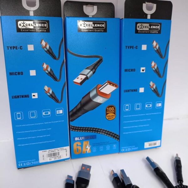 Kabel Data Excellence Bluebell Lightning 4A/Micro 4A/Type-C 6A - Gambar 4