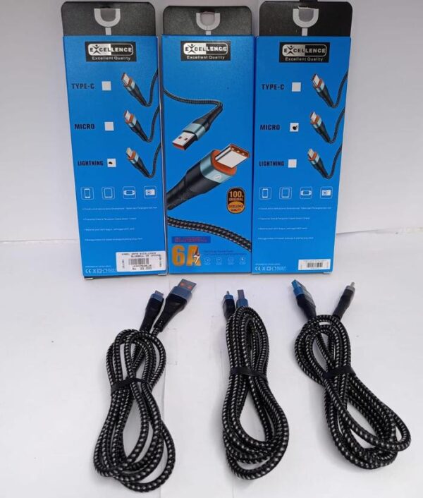 Kabel Data Excellence Bluebell Lightning 4A/Micro 4A/Type-C 6A - Gambar 3