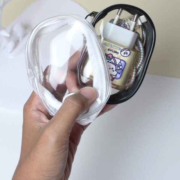 Storage Bag Transparan + Gantungan Tas Penyimpanan Charger - Gambar 3
