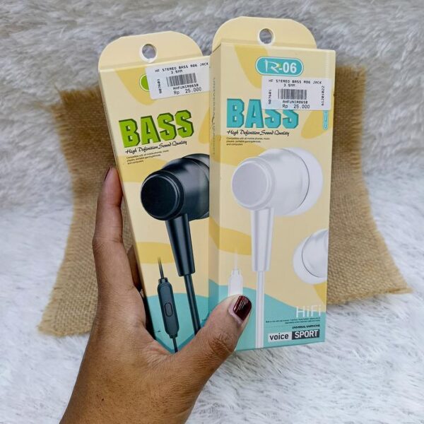 Handsfree Stereo Bass R06 Jack 3.5mm Earphone Headset Headphone - Gambar 5