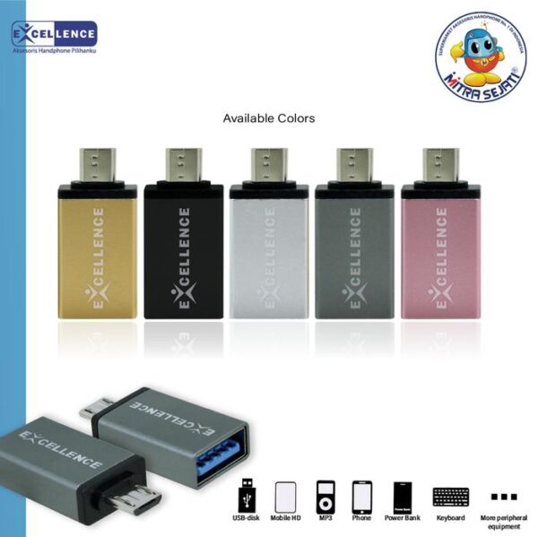 EXCELLENCE OTG USB untuk konektor Micro USB, Type-C - Gambar 2