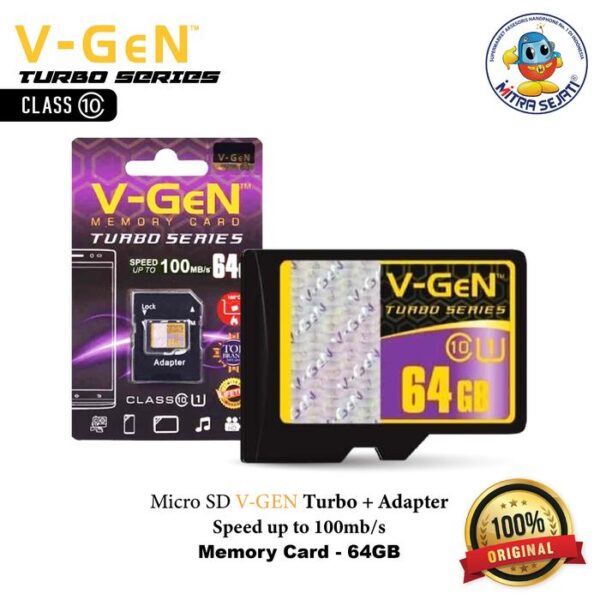 Memory Card V-Gen Turbo + Adaptor 8GB/16GB/32GB/64GB/128GB/256GB - Gambar 3