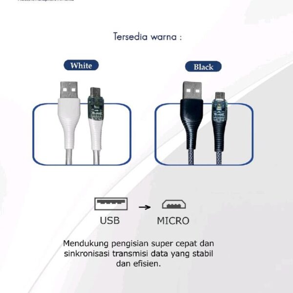 EXCELLENCE Kabel Data Excellence Jewel Fast Charging 2.4A Micro USB Kabel Charger Hp Super Cepat Cable Handphone - Gambar 2