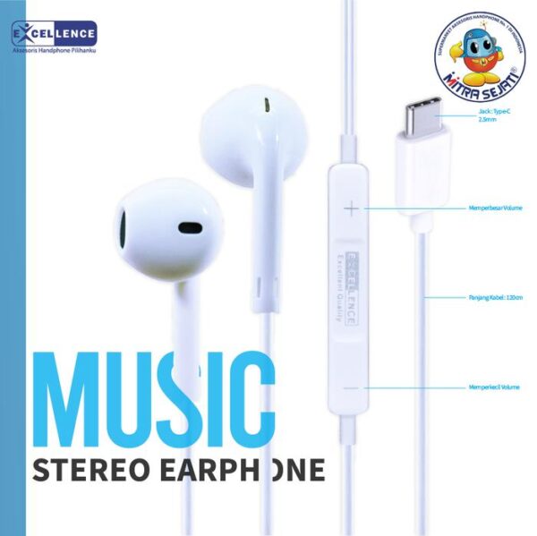 Handsfree Excellence Stereo Type C Starling - Gambar 2