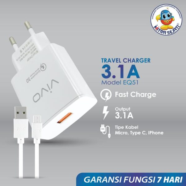 Travel Charger Smart EQ51 Vivo untuk Kabel Micro USB