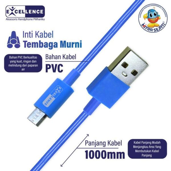 EXCELLENCE CROWN Kabel Data 3A for Micro/Type C/iPhone Fast Charging Panjang Cable Charger - Gambar 2