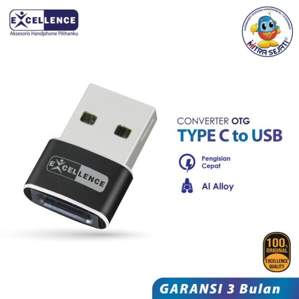 EXCELLENCE Adapter Converter C FeMale To USB Komputer Male Aksesoris  Handphone  Konektor  Adaptor Colokan