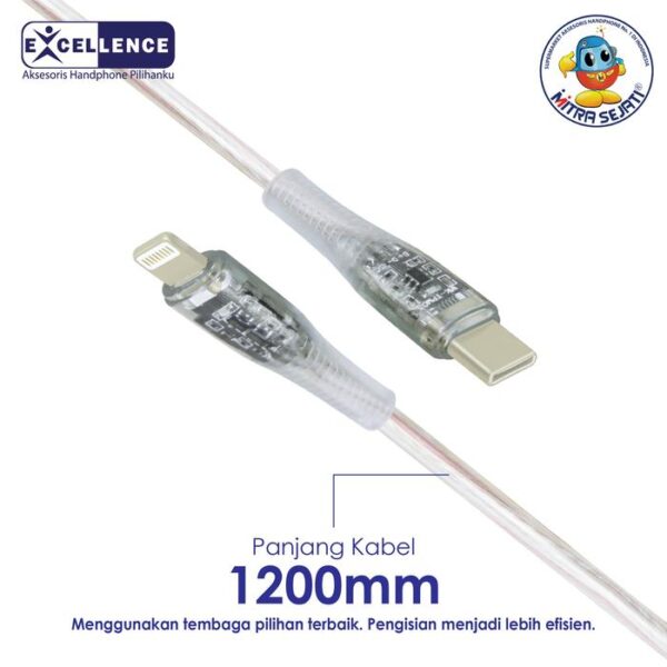 EXCELLENCE Kabel Data Jewel Fast Charging 27W Type-C to Lightning Panjang Colokan - Gambar 3