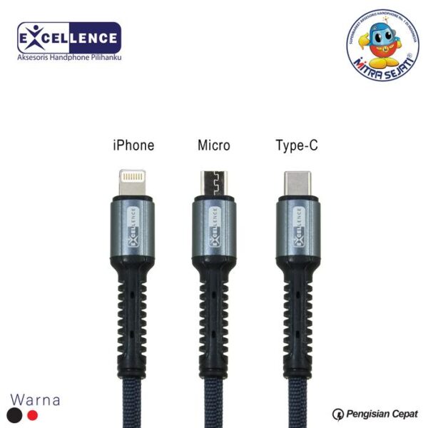 Excellence Braided line Kabel Data Excellence Clover 100cm - Gambar 4
