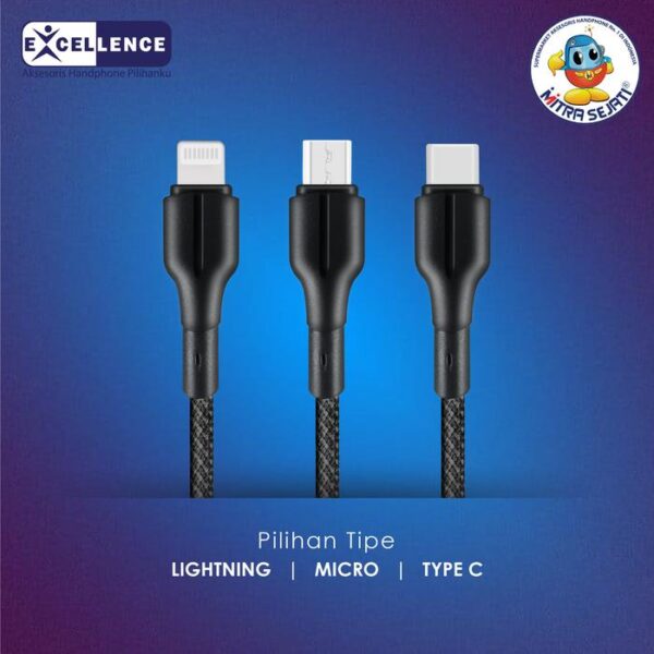 EXCELLENCE Kabel Data Orient Fast Charging untuk tipe kabel Lightning/Micro USB/Type-C Cable Charger - Gambar 3