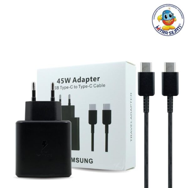 Travel Charger USB C 45W + Kabel Super Fast Charging Adapter Aksesoris Handphone - Gambar 3