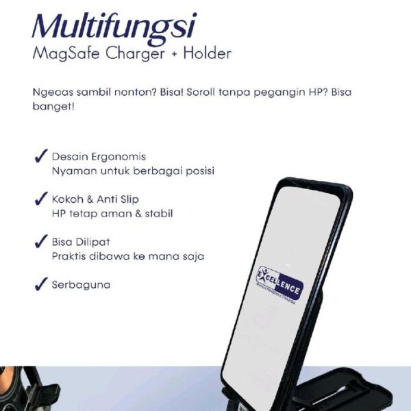 EXCELLENCE Wireless Charger Bracket Charget Wireless Excellence 15W+Holder Charger Nirkabel EXCELLENCE 15W+Holder dengan Braket - Gambar 3
