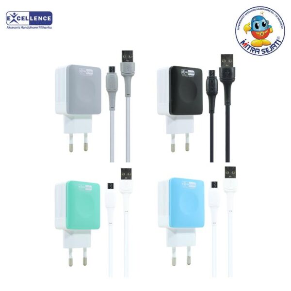 EXCELLENCE Travel Charger Eudora 2.1A fast Charging 2 Port USB - Gambar 4