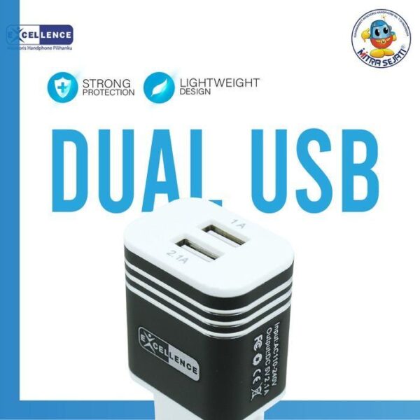 Charger Excellence Argus 2 USB for iPhone/Type C/Micro - Micro Adaptor Kabel Silver  Aksesoris  Handphone  Plastik - Gambar 2