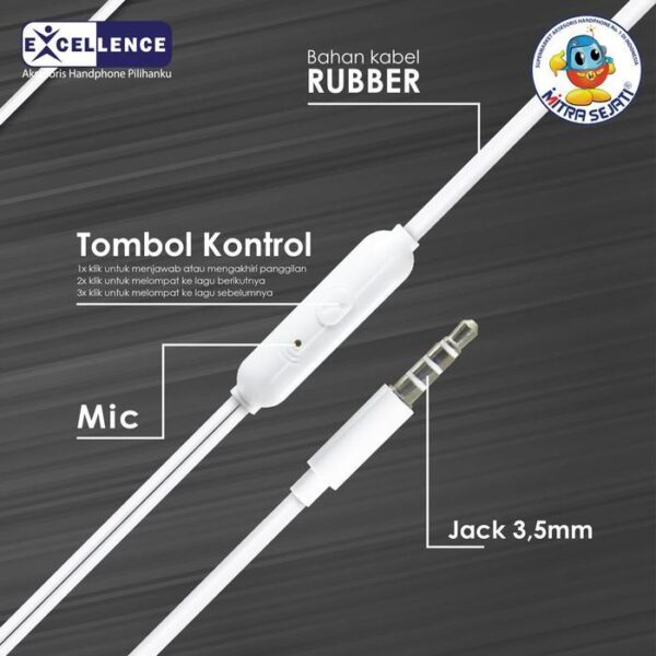 EXCELLENCE PUFFIN Headset Handsfree Earphone Stereo Jack 3.5mm - Gambar 3