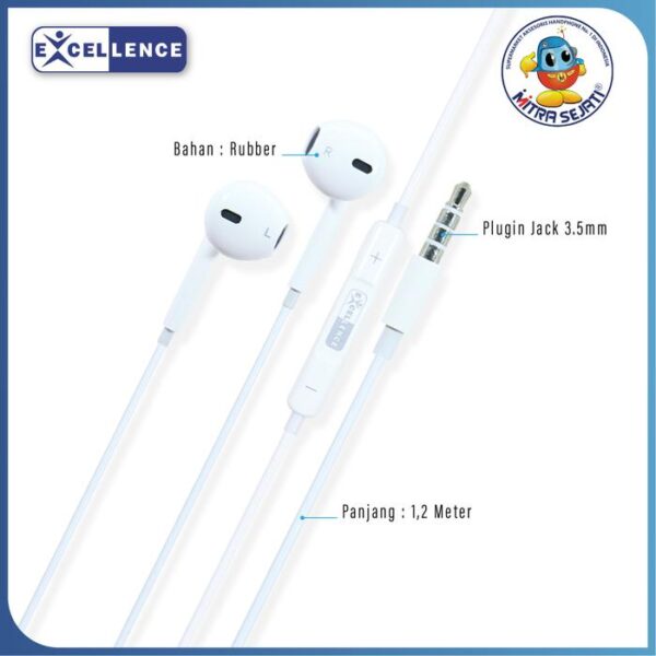 Headset EXCELLENCE FRILL Original Earphone Handsfree IN HEADPHONES - Gambar 2