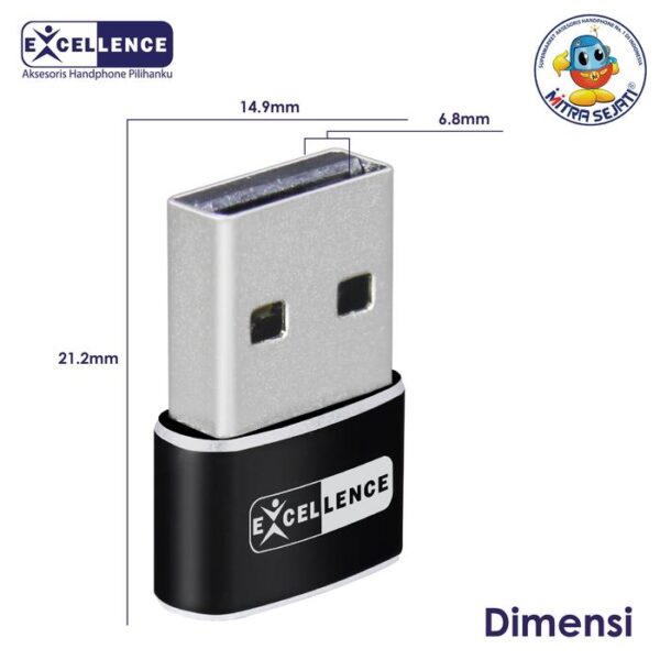 EXCELLENCE Adapter Converter C FeMale To USB Komputer Male Aksesoris  Handphone  Konektor  Adaptor Colokan - Gambar 3