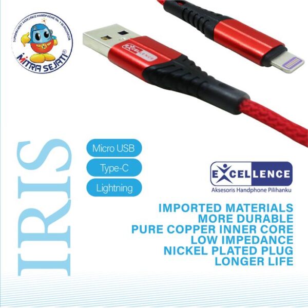 Kabel Data Excellence Iris For Android Micro USB/Type-C/iPhone - Gambar 2