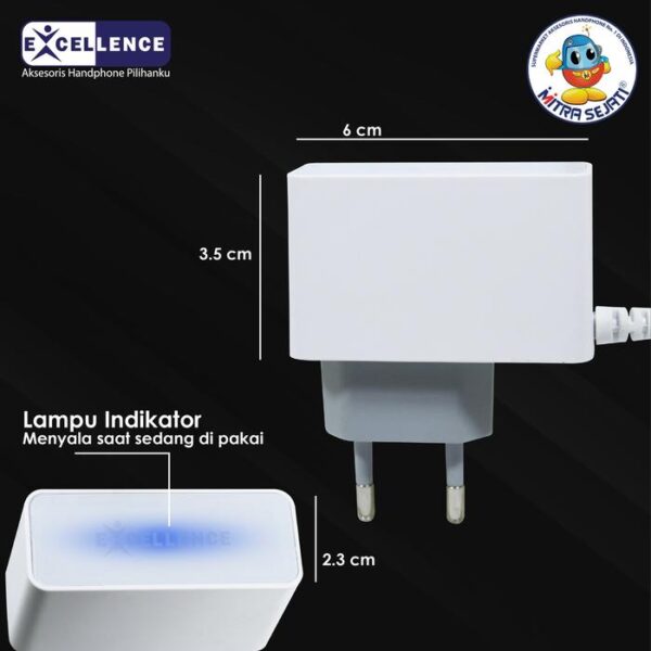 Travel Charger Micro USB 2.1A Fast Charging Excellence 2 USB Port - Gambar 3