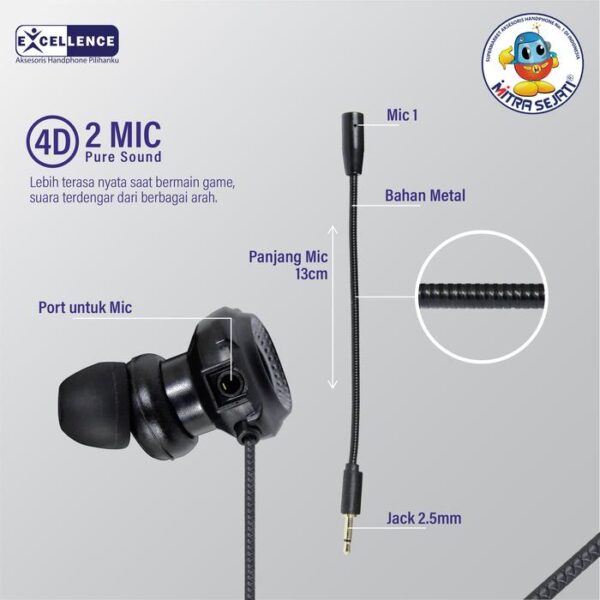 Headset Handsfree Earphone Gaming Mic Murai Excellence - Gambar 2