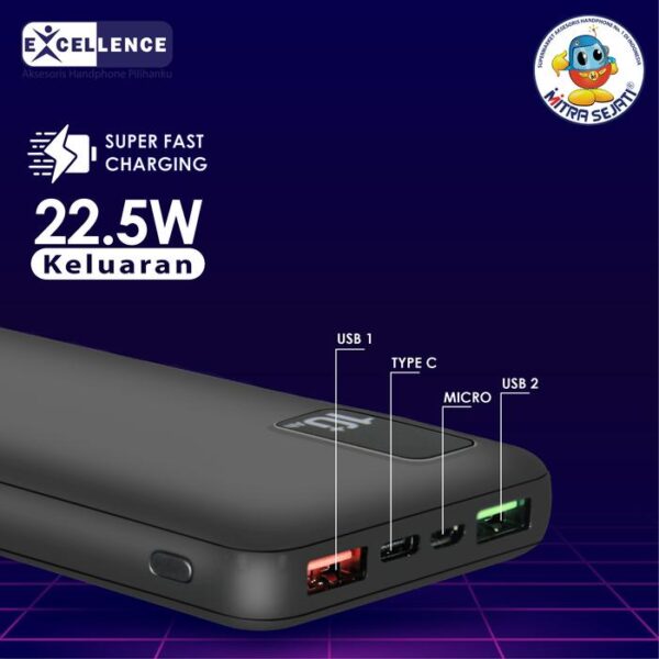 Powerbank Excellence Bosco 22.5W 10.000mAh Baterai Led Hitam - Gambar 3