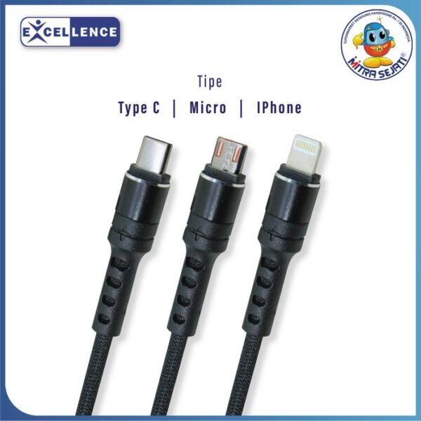 Kabel Data Excellence Lily 2.4A For Micro USB/Type-C/iPhone - Gambar 3