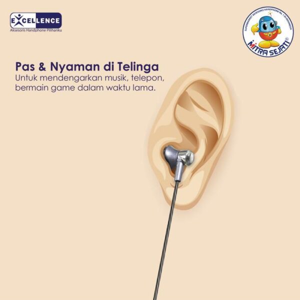 EXCELLENCE SCARLET Handsfree Earphone Headset Stereo Telepon Earbuds Earphones  Headphones  Headphone - Gambar 4