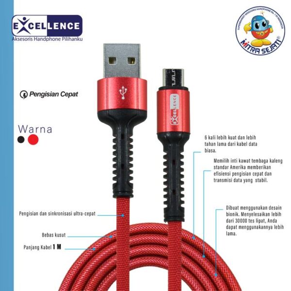 Excellence Braided line Kabel Data Excellence Clover 100cm - Gambar 2