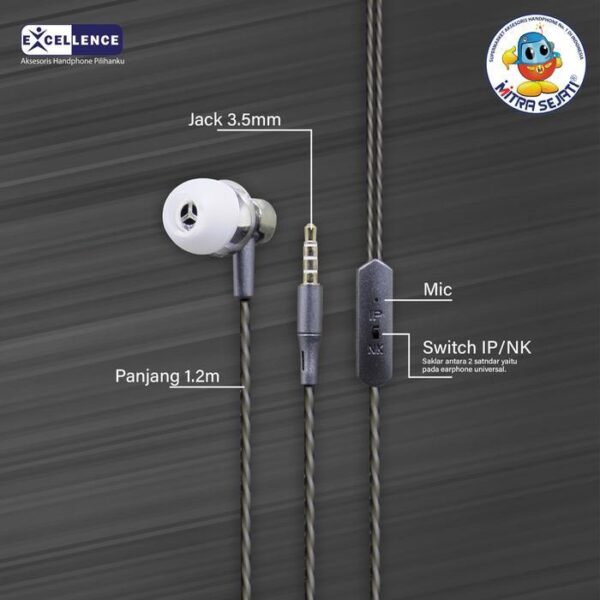 EXCELLENCE SCARLET Handsfree Earphone Headset Stereo Telepon Earbuds Earphones  Headphones  Headphone - Gambar 3