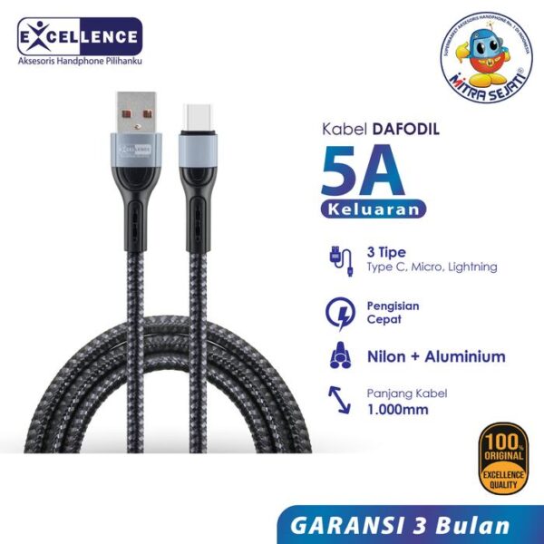 EXCELLENCE Kabel Data Dafodil 5A untuk Lightning/Micro USB/Type-C