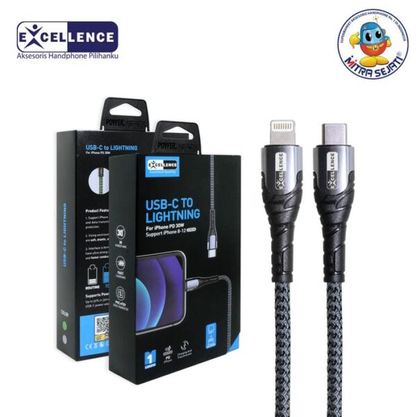 KABEL DATA IPHONE EXCELLENCE TYPEC TO LIGHTNING FAST CHARGING PD 30W - Gambar 3