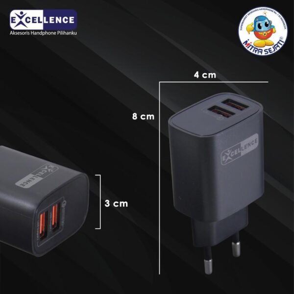EXCELLENCE Travel Charger Luna 20W 2USB Aksesoris Handphone - Gambar 2