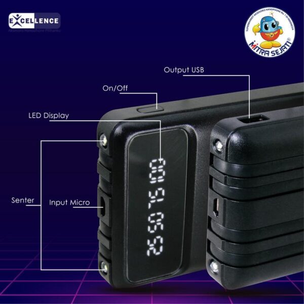 PowerBank Excellence Beluga 10000mAh Fast Charging Quick Charging Dilengkapi LED Indikator Dan Senter - Gambar 2