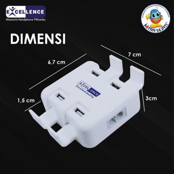 Travel Charger Excellence USB 4 Port 1A Multifungsi Kabel Gadget - Gambar 3