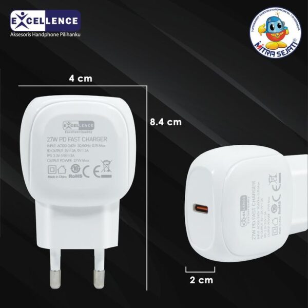 Travel Charger Excellence Hylos Quick Charge 27W USB-C Charging Port - Gambar 3