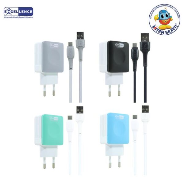 EXCELLENCE Travel Charger Eudora 2.1A fast Charging 2 Port USB - Gambar 3